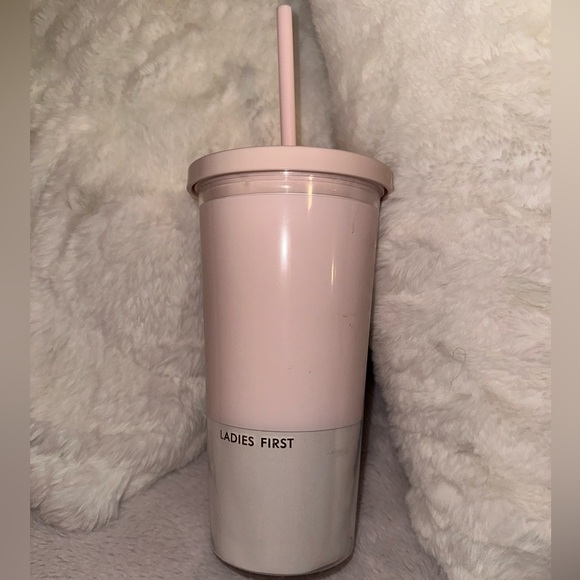 kate spade Other - Kate Spade “Ladies First” Pink Tumbler Water Bottle With Straw and a Lid!